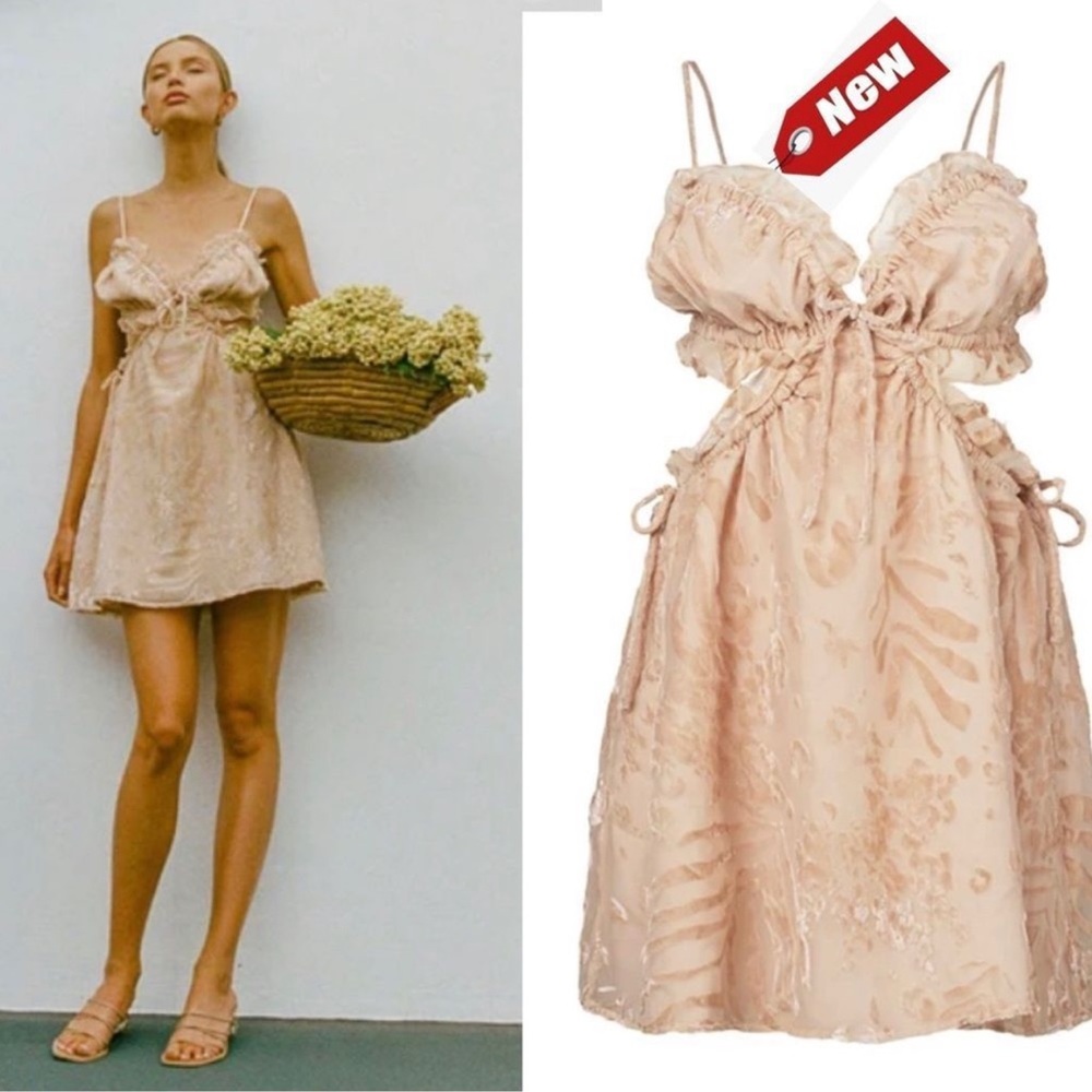 Saboluxe Tan Jadana Cutout Dress Sz S NWT